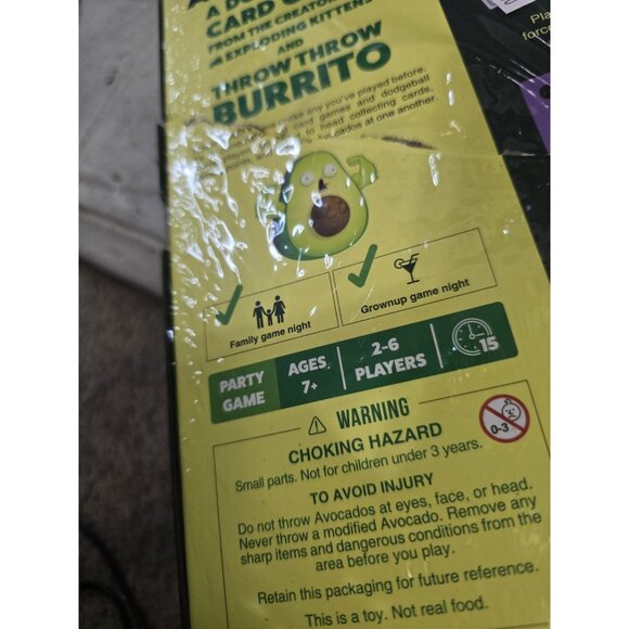 Exploding Kittens Throw Throw Avocado Card Game With Flight Suit Ages 7 - Picture 7 of 9